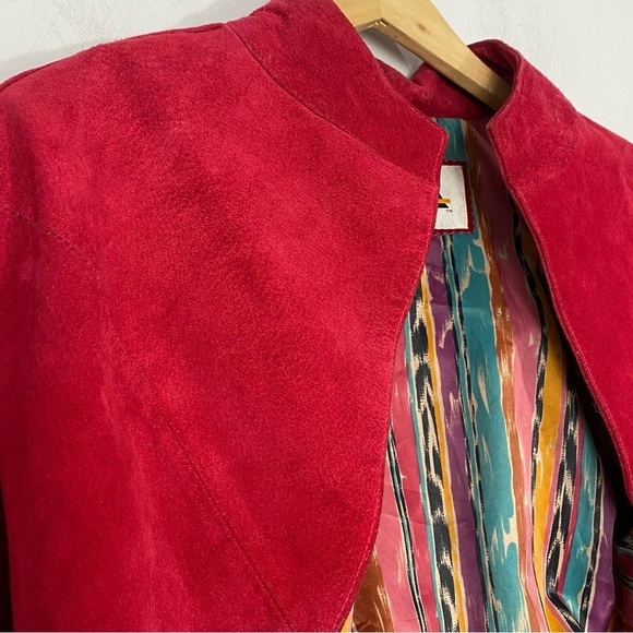 CHIA Vintage Moto Leather Jacket Red - Picture 9 of 15